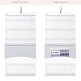 Busy B 2025 Wall Calendar - Family Calendar, Green Marble Design with 5 Columns & Storage Pockets - Monthly 2025 Calendar for Busy Families with Colour-Coded Stickers - 23.5 x 25.5cm - Image 4