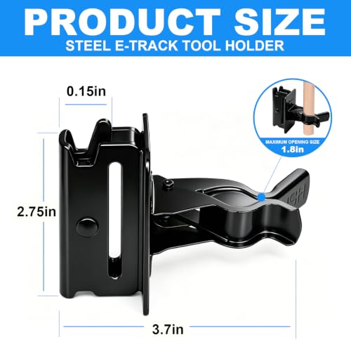 Porte-outils E-Track en acier zingué noir robuste supportant 18 kg max - 3