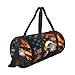 Sports Gym Bag for Women Men Travel Duffel Bag Tote Weekender Bag American Flag Fire Eagle Carry on Overnight Bag for Travel Swimming Fitness Workout Sports Duffle Bag