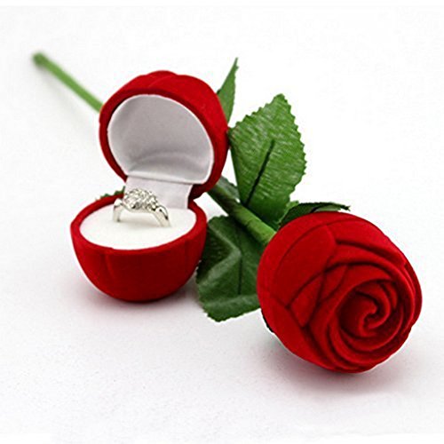 Image of atorakushon Velvet Red Rose Ring Jewellery Box, For Men And Women /Jewelery Storage Box Engagement Gift /Valentine day Gift For Girlfriend, Anniversary, Birthday, Wedding, Pack of 1