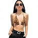 malianna Women Halter Leopard Backless Camis Streetwear Club Patchwork Camisole (M)