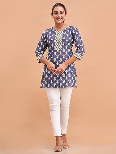Image of feranoid Women Cotton Printed Short Kurti | Short Kurti for Women | Printed Cotton Kurti