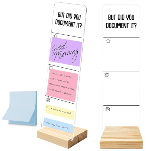 Monitor Memo Board with Removable Wooden Base Acrylic Portable Sticky Note Holder But Did You Document it? Logo Office Desk Desk Set Sticky Notes 100 Sheets