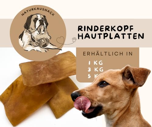 Warnick's Hundesnack Rinderkopfhautplatten - 5 kg | Große Rinderkopfhautplatten - Hart & lecker - Naturkausnack für Hunde aus 100% Rind - Zur Zahnpflege, ohne Zusätze