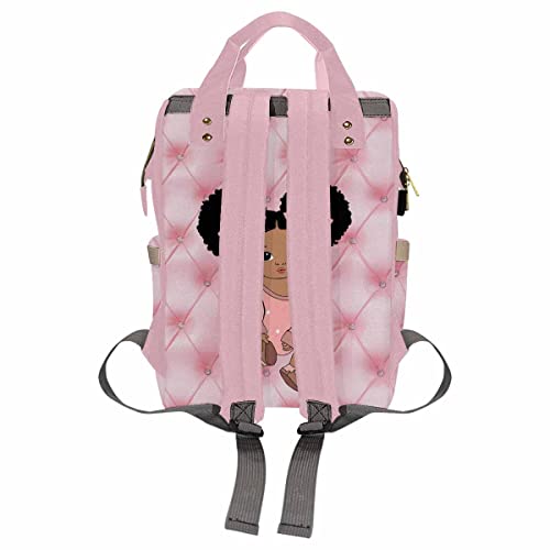 InterestPrint Custom Name Backpack, Little Princess Pink Personalized Diapering Bag Backpack Nappy Bags Fashion Casual Daypack Travel Shoulder Bag for Unisex Hiking Camping Work2