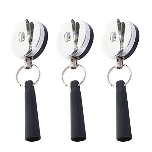 OSOLADY Set de 3 Llaveros Retráctiles Hebilla de Acero y Capuchón de Silicona para Bolígrafo, Práctico para Colgar Gorras y Llaves en Actividades Diarias