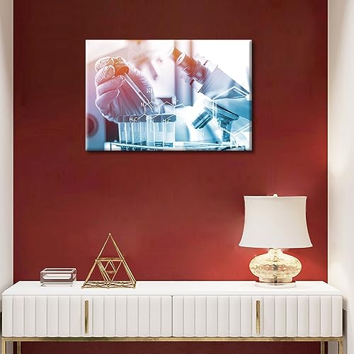 Image of 1 Panels Framed Wall Art Scientist and Test Tubes Laboratory Concept Paintings for Wall Decorations Clinical Laboratory Wall Pictures Art Prints Giclee Gallery-Wrapped Posters and Prints (12 inch Wx18 H)