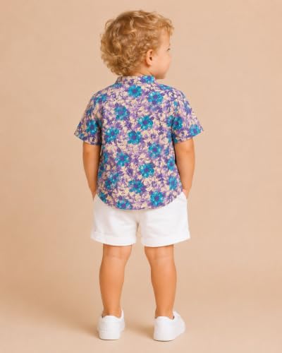 Image of A.T.U.N. (ALL THINGS UBER NICE) Boys 100% Cotton Printed Shirt | Half Sleeve Smart Casual Shirt for Kids | Soft Breathable Button Placket Top for Boys