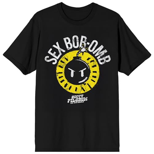 Scott Pilgrim vs. The World $ex Bob Omb Adult Black Crew Neck Short Sleeve Tee-XL