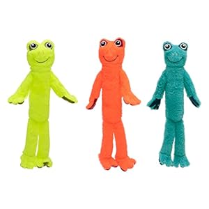 Pet Factory Shake & Squeak Frog Plush Dog Toy, Randomly Selected Color – Blue/Yellow/Orange, One Size