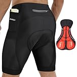 AYESY Cycling Shorts Mens, 3D Gel Padded MTB Bike Shorts with Pockets, Anti-Slip Leg Grips Breathable & Adsorbent Outdoor Bicycle Pants Black