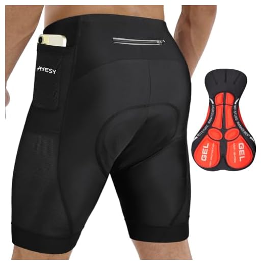 AYESY Culotte Ciclismo Hombre, Ciclismo Pantalones Cortos Compresión con 3D Acolchados y 3 Bolsillos, Transpirable Secado Rápido Ropa Interior de Ciclismo para Hombre para MTB Bicicleta Motocicleta-M