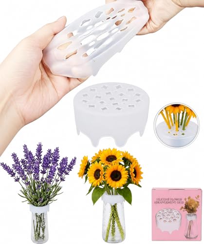 Silicone Flower Arranging Grid Blossom Grid Flower Grid Silicone Vase Grid Flower Arrangement Holder Blossom Grid Silicone Reusable Silicone Flower Arranging Grid for DIY