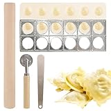 【Ensemble d'outils polyvalent pour la fabrication de raviolis】 : Ce moule ravioli contient 1 rouleau à pâtisserie en bois, 1 moule à raviolis, 1 cuillère à remplir et 1 rouleau à pâtisserie, peut être utilisé pour faire des pâtes fraîchement fourrées, des raviolis, des calzones, des tortellini, des mini calzones et des desserts, adapté à toutes les pâtes et pâtisseries feuilletées, que vous souhaitiez faire des raviolis traditionnels ou des raviolis créatifs, il peut répondre à tous vos besoins