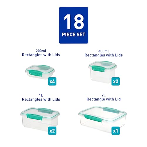 Sistema KLIP IT Food Storage Containers | Airtight & Stackable Meal Prep Containers with Lids | School Lunch Boxes & Snack Boxes | 18 Count (9 Containers & Lids) - Image 3