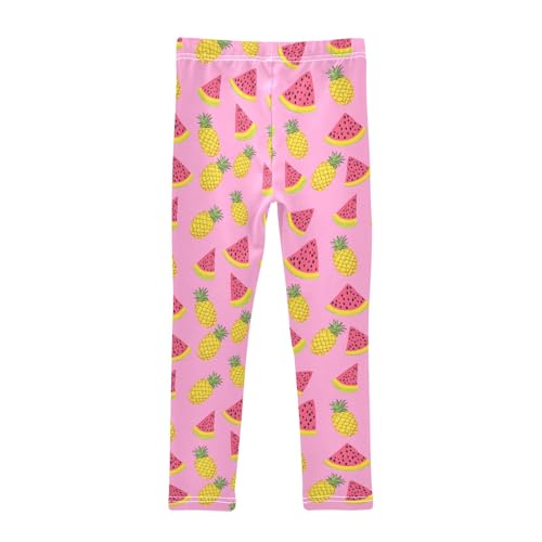 senya Girls Printed Leggings Yoga Pants Pink Pineapple Watermelon Pattern for Kids in 4t to 10 Years, 4T2
