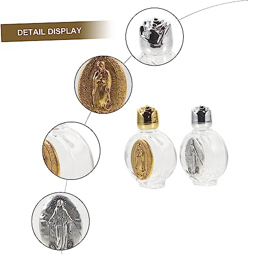 VILLCASE Embossed Glas Weihwasserflaschen 2 Stück-Pack Leere Dekorative Behälter mit Veredeltem Design für Taufe Hochzeit Reisen