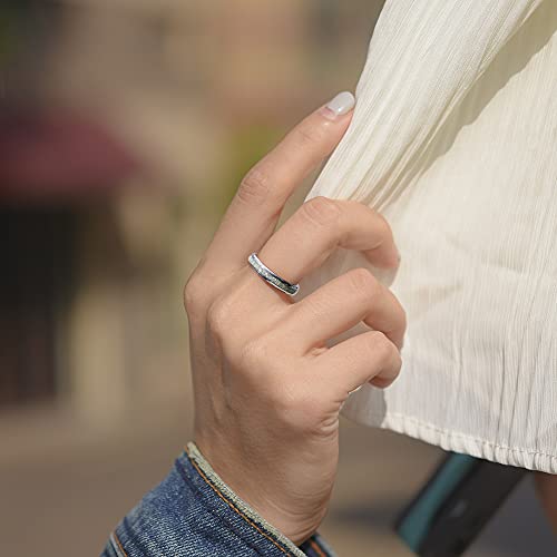 THREE KEYS JEWELRY Tungsten Rings for Women Wedding Band with Opal Stone Foils Inlay Unisex Engagement Ring Domed Polish4