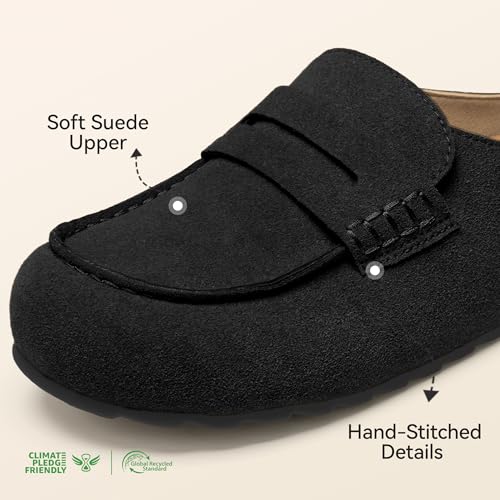 Image of BOSTANTEN Clogs for Women Wide Width Comfortable Suede Mules with Soft Footbed and Arch Support, Cute Slip On Potato Shoes