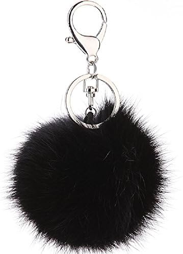 CHMING Cute Genuine Rabbit Fur Ball Pom Pom Keychain for Car Key Ring Handbag Tote Bag Pendant