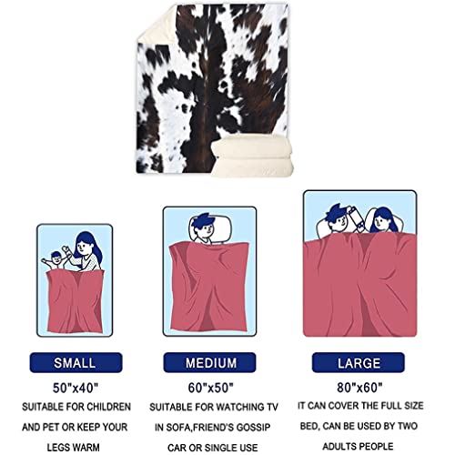 Black White Cow Skin Pattern Print Blanket Soft Sherpa Farm Animal Design Throw Blankets For Couch Farm Animal Cow Blanket Fluffy Blanket Travel Blanket Cute 60X80 Inch #TOP2