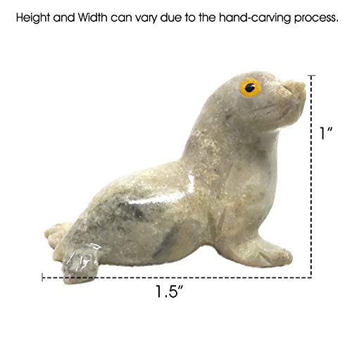 Nelson Creations, Llc Sea Lion (Seal) Natural Soapstone Hand-Carved Animal Charm Totem Stone Carving Figurine, 1.5 Inch #TOP1