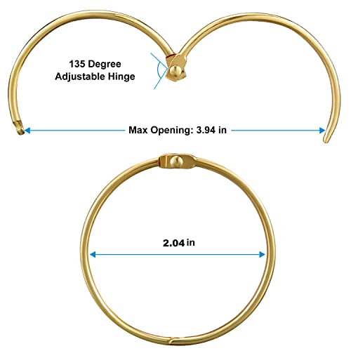 24 Pcs Shower Curtain Rings, Gold Shower Curtain Hooks Decorative, Zeslmg Rustproof Shower Hooks For Shower Curtain Rods, Brass Metal Shower Rings For Bathroom, 2 Inch Loose Leaf Binder Rings #TOP3