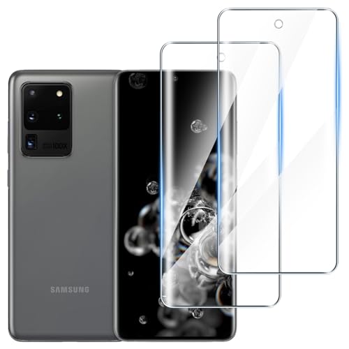 Hirshen [2 pieces] Tempered glass screen protector for Samsung Galaxy S20 Ultra HD clear screen protector 3D full coverage scratch-resistant super clear film hardness rating 9H
