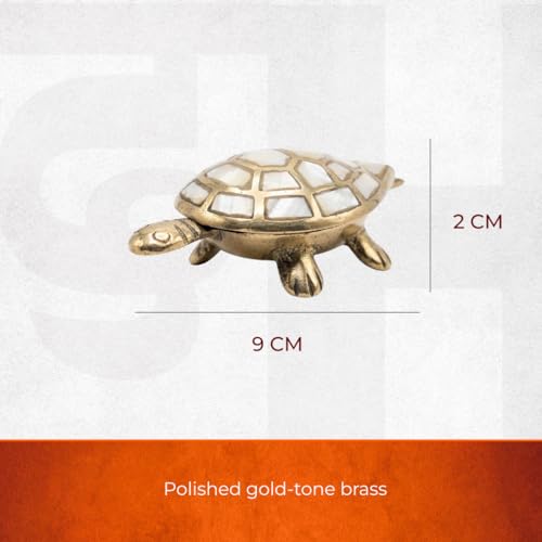 Image of Divine Hindu Feng Shui Wealth & Prosperity Brass Turtle - Ancient Symbol for Longevity, Career Growth, and Financial Stability - Perfect Home & Office Decor Gift | Dhanteras & Diwali Gift