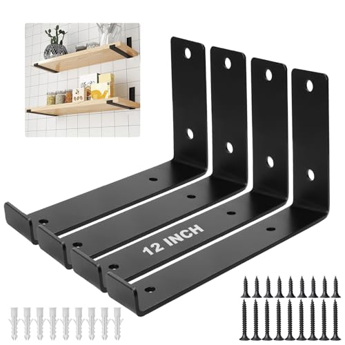 Storystore Shelf Brackets, 12 inch Heavy Duty Hook Brackets for