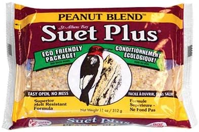 BestNest Wildlife Sciences Peanut Blend Suet Cakes, 12 Pack | 11 oz Bird Food Blocks with Peanuts, Corn & Millet | High-Energy Suet for Woodpeckers, Bluebirds & More | Fits Standard Suet Feeders