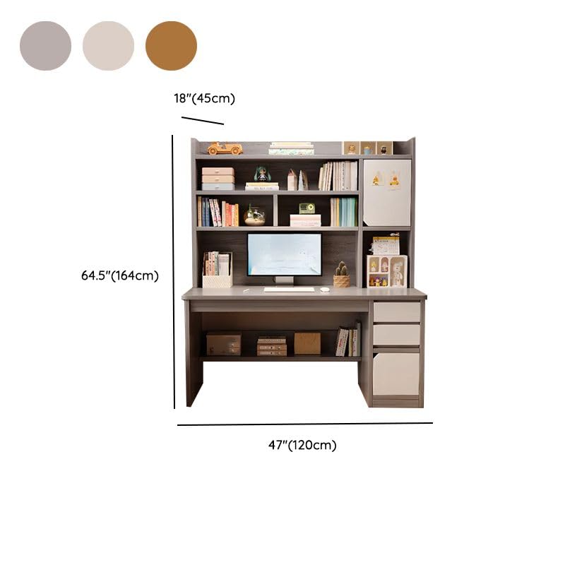 Scrivania semplice per computer con cassettiera e schedario, tavolo compatto per casa e ufficio con scaffalature, postazione di lavoro salvaspazio in stile moderno per la produttività