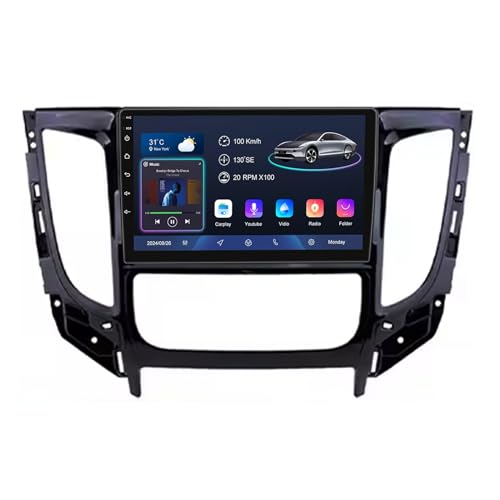 Android 14 9 Inch Touch Screen Car Radio 2 Din for Mitsubishi L200 2015-2019 with CarPlay & Android Auto Steering Wheel Controls GPS Navigation AHD Backup Camera Bluetooth(B,YS30(4+64G))
