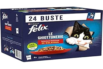 Purina Felix Le Ghiottonerie Cibo Umido per Gatti con Manzo, Pollo, Coniglio e Agnello, 24 x 85g