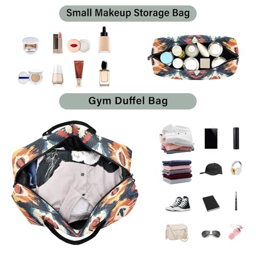 ​​Large Foldable Travel Duffel Bag, Waterproof Gym Bag for Men & Women, Carry-On Luggage Weekender Overnight Bag, Geometric Texture3