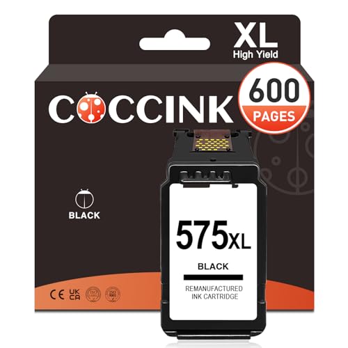 COCCINK PG 575 XL (1 Negro) Cartuchos de Tinta para Canon 575XL Compatible con pixma TS3550i TS3551i TS3750i TS3751i TS3752i TR4750i TR4751i TR4755i TR4756i Tinta Impresora 575 XL