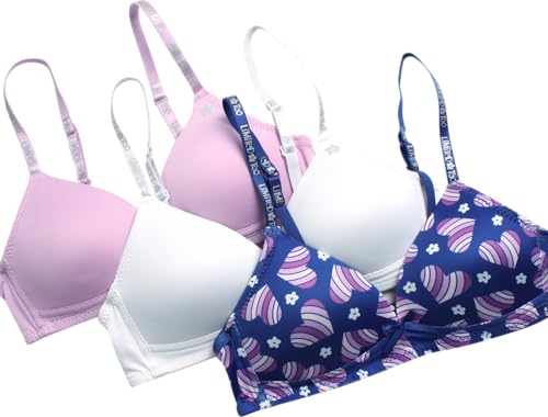 Limited Too Girls' Bras - 3 Pack Lightweight Wireless Microfiber Bras for Girls, Seamless Molded Everyday Bra (30A-34A)3