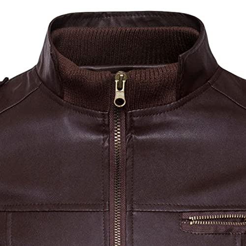 Chaqueta de Cuero para Hombre Estilo Motociclista Ligera miniatura 3