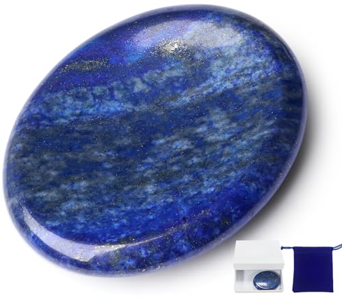 NUKAYAI Thumb Worry Stone Lapis Lazuli Stone Crystal Natural Healing
