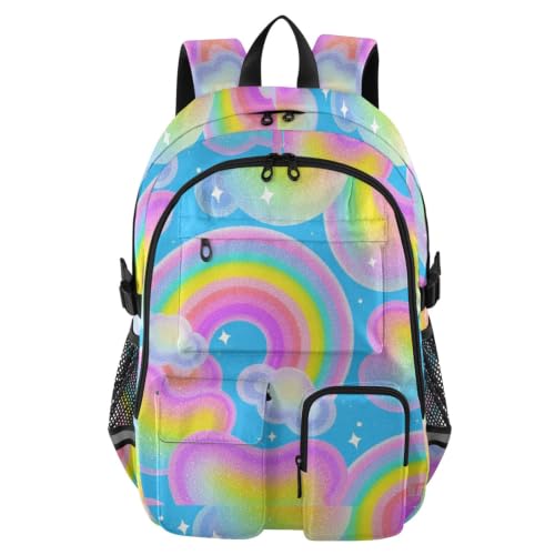 Mochila de viaje de 17.5 pulgadas con lentejuelas arcoíris para niñas y adolescentes