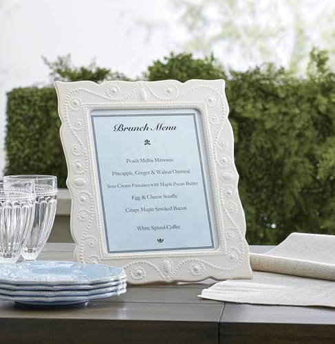 Image of Lenox Tabletop 8x10 Picture Frame, French Perle White 8 x 10 Frame, Stoneware, 8x10 Picture Frames, Bridal Shower Gifts, Wedding Gifts, House Decor, Display 8 x 10-inch Photo (White, 1 Piece)