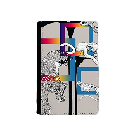 Portefeuille de voyage passeport multicolore motif lézard serpent compact 3.7x5.8