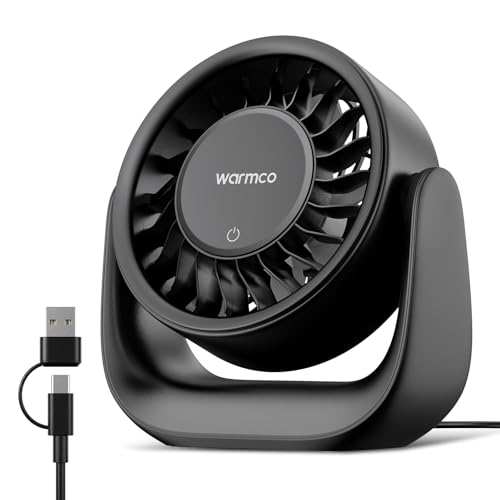 Warmco Ventilador de Mesa USB Táctil, (Solo Alimentación USB) Pequeño Ventilador Personal, Enchufe USB-A y USB-C, 3 Velocidades, Flujo de Aire Fuerte, Silencioso para Oficina Hogar Warmco Ventilador de Mesa USB Táctil, (Solo Alimentación USB) Pequeño Ventilador Personal, Enchufe USB-A y USB-C, 3 Velocidades, Flujo de Aire Fuerte, Silencioso para Oficina Hogar