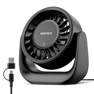 Warmco DS1 USB Desk Fan, 6.4 Inch Plug In Fan for Office