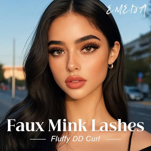 Mink Lashes Wispy Fluffy Eyelashes - 3D Dramatic Volume Look False Lashes Long Cat Eye 8-15mm D Curl Russian Strip Lashes Fake Eyelash Pack by EMEDA(D802)