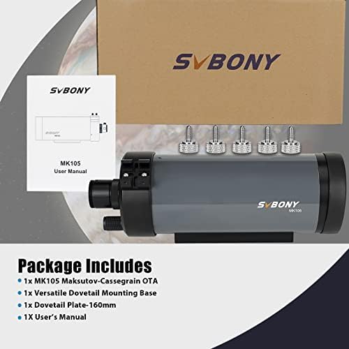 Svbony MK105 Maksutov Teleskop Cassegraina, 105mm F13 99% Odbicie Powłoka dielektryczna, Podwójna podstawa montażowa jaskółczy ogon, Astronomiczny Mak Teleskop OTA dla Planet Visual i Fotografia