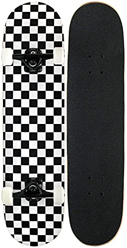KH Skateboard 31x8 Complete Skateboards Double-Warped 7 Layers Maple Wood Decks Outdoor Street Sport ABEC-7 Pro Standard Skate Boards for Teens Adults Beginners (Plaid)