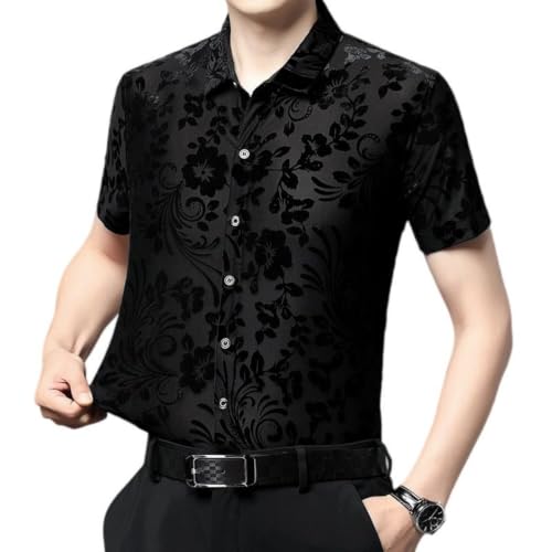 Chemise jacquard respirante pour homme avec manches courtes de mi-saison