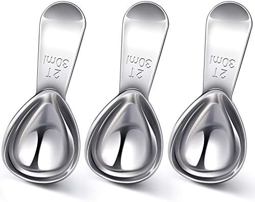 3 Pieces Tablespoon Coffee Scoop Stainless Steel Coffee Scoops Short Handle Tablespoon Measuring Spoons for Coffee Tea Sugar (Silver,30 ml)