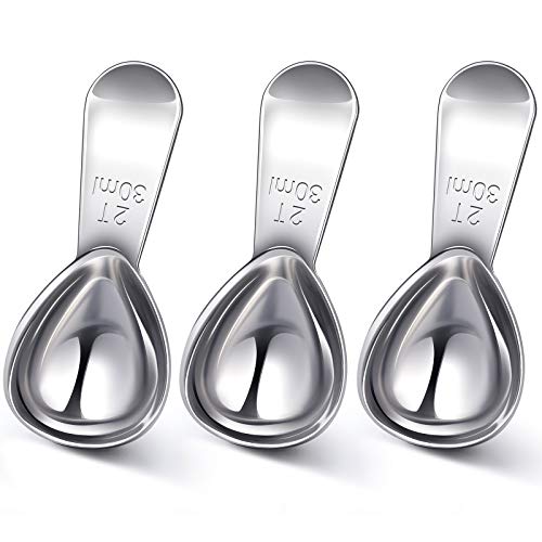 3 Pieces Tablespoon Coffee Scoop Stainless Steel Coffee Scoops Short Handle Tablespoon Measuring Spoons For Coffee Tea Sugar (Silver,30 Ml) #TOP3